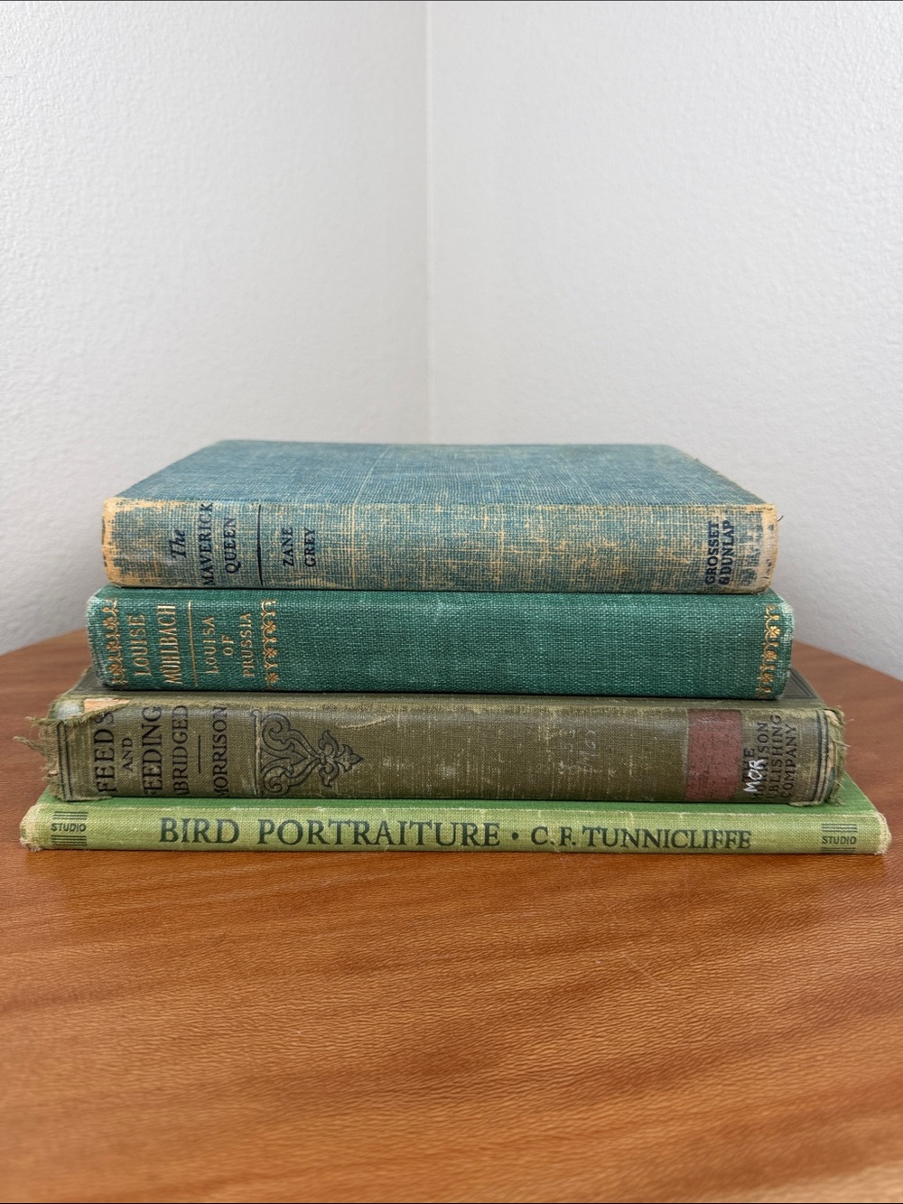 Vtg Books for Decor 1900s Zane Grey Birds Feeds & Feeding Louisa Prussia Green